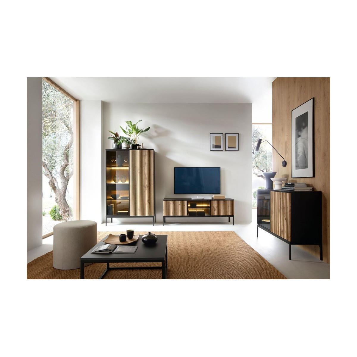 WOHNZIMMER Set 3-tlg. – Sento – Sonoma Eiche – WZ-SET0199 - Sonoma Eiche, Holzwerkstoff (154/56/39cm) - hi-markt