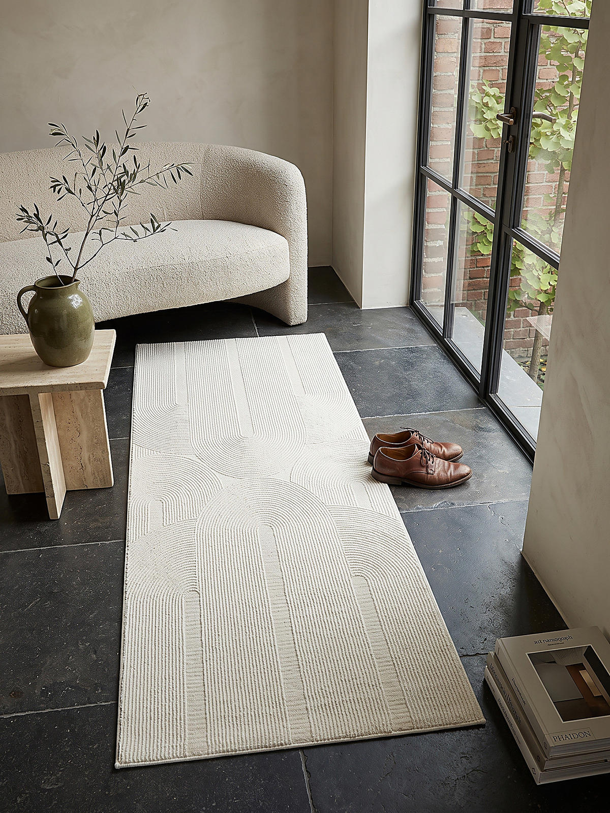 TEPPICH Kurzflor KASOS Waschbar Geometrisch Polyester Creme 80 x 150 cm - Creme, Textil (80/150cm) - KADIMA DESIGN