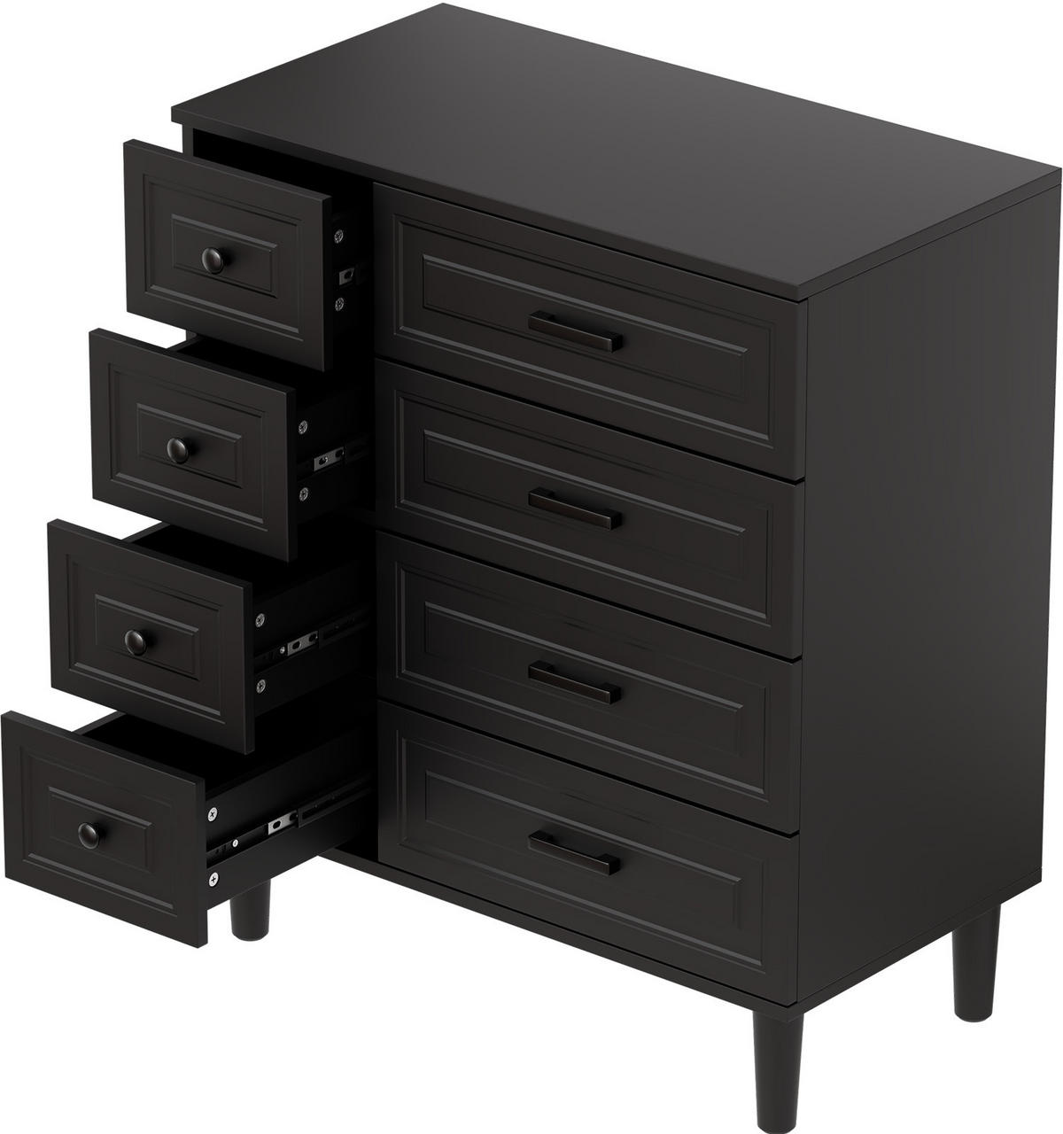 SCHUBLADENKOMMODE mit Füßen in 75/87/40cm-DG3 - Schwarz, Holzwerkstoff/Metall (40/87/75cm) - HOMAVO