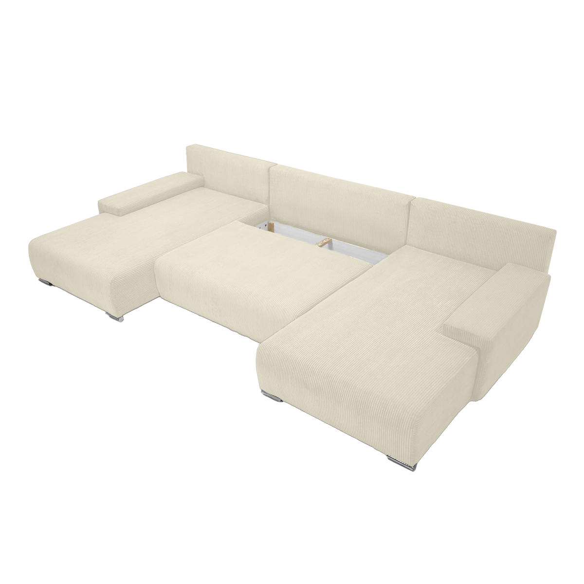 ECKSOFA Trawanga mit Schlaffunktion, Glänzendes Beige - Beige, Textil (348/188cm) - Fedve