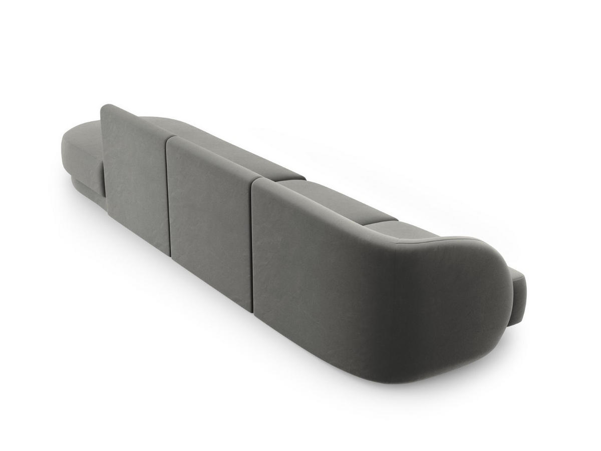 RECHTES-SOFA Miley aus Samt hellgrau 4 Sitzplätze - Hellgrau, Textil (90/70/323cm) - Micadoni