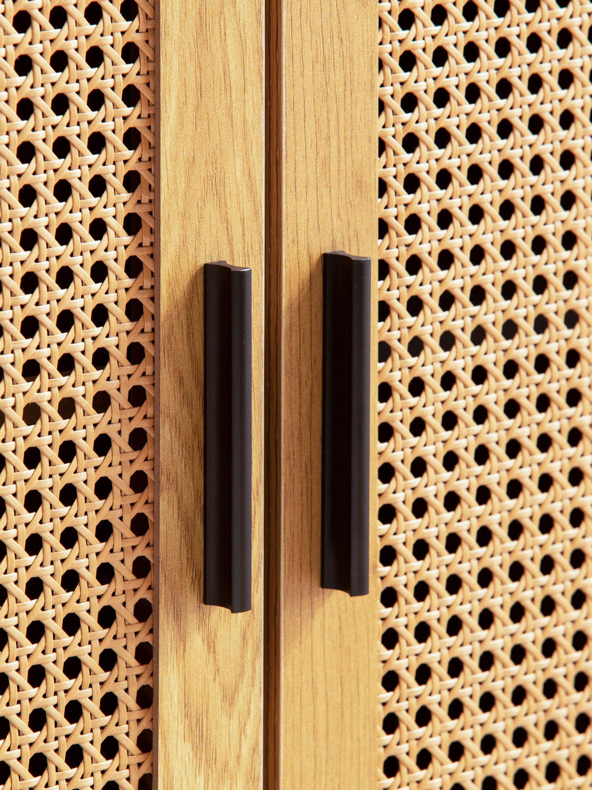 SIDEBOARD – Schwarz, 80x86,5x40 cm, mit Wiener Geflecht, 2 Türen, hoch - Schwarz, Holzwerkstoff/Metall (80/87/40cm) - KADIMA DESIGN