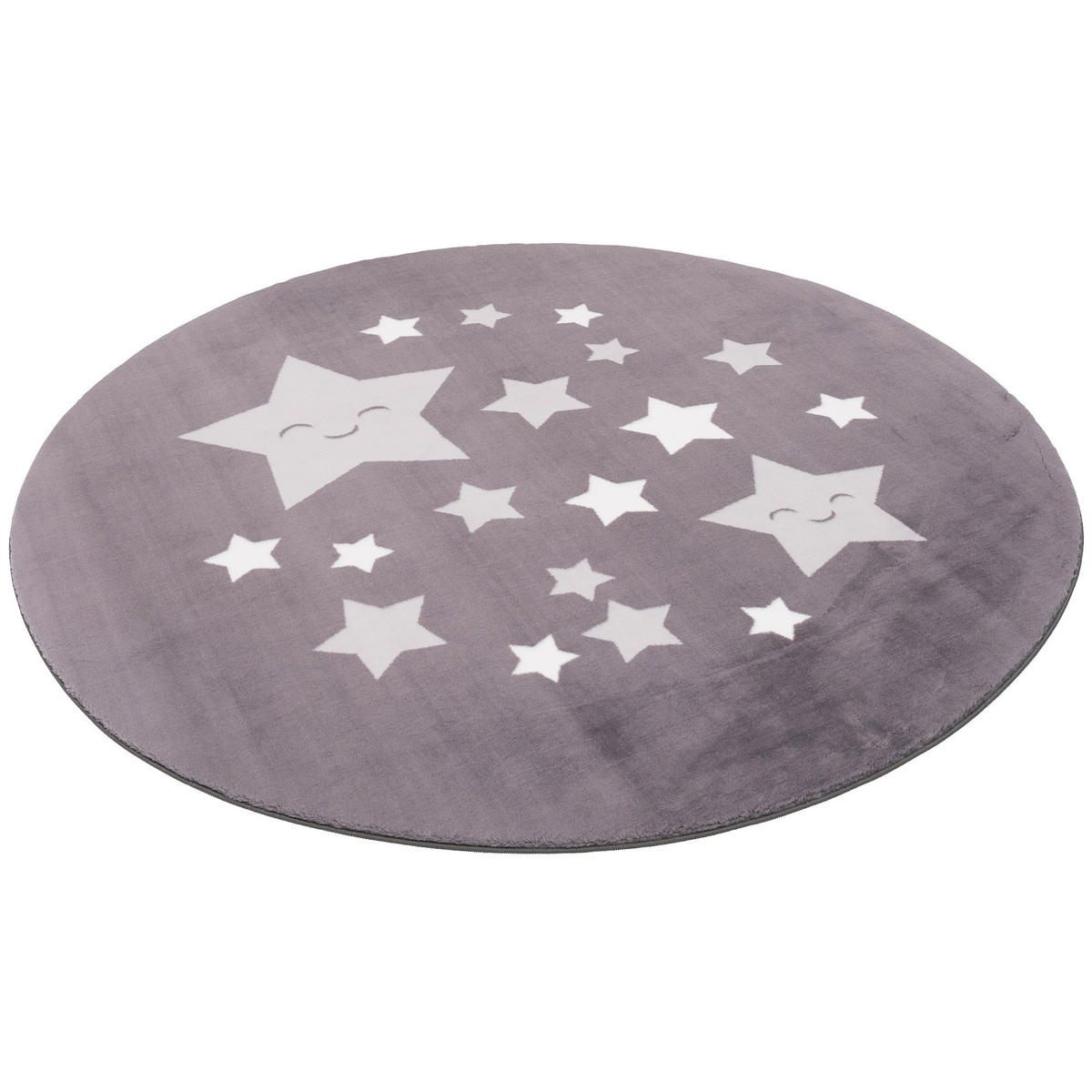 SUPER SOFT FELLTEPPICH PEARL KIDS STERNE RUND - Grau, Textil (120/120cm) - Pergamon