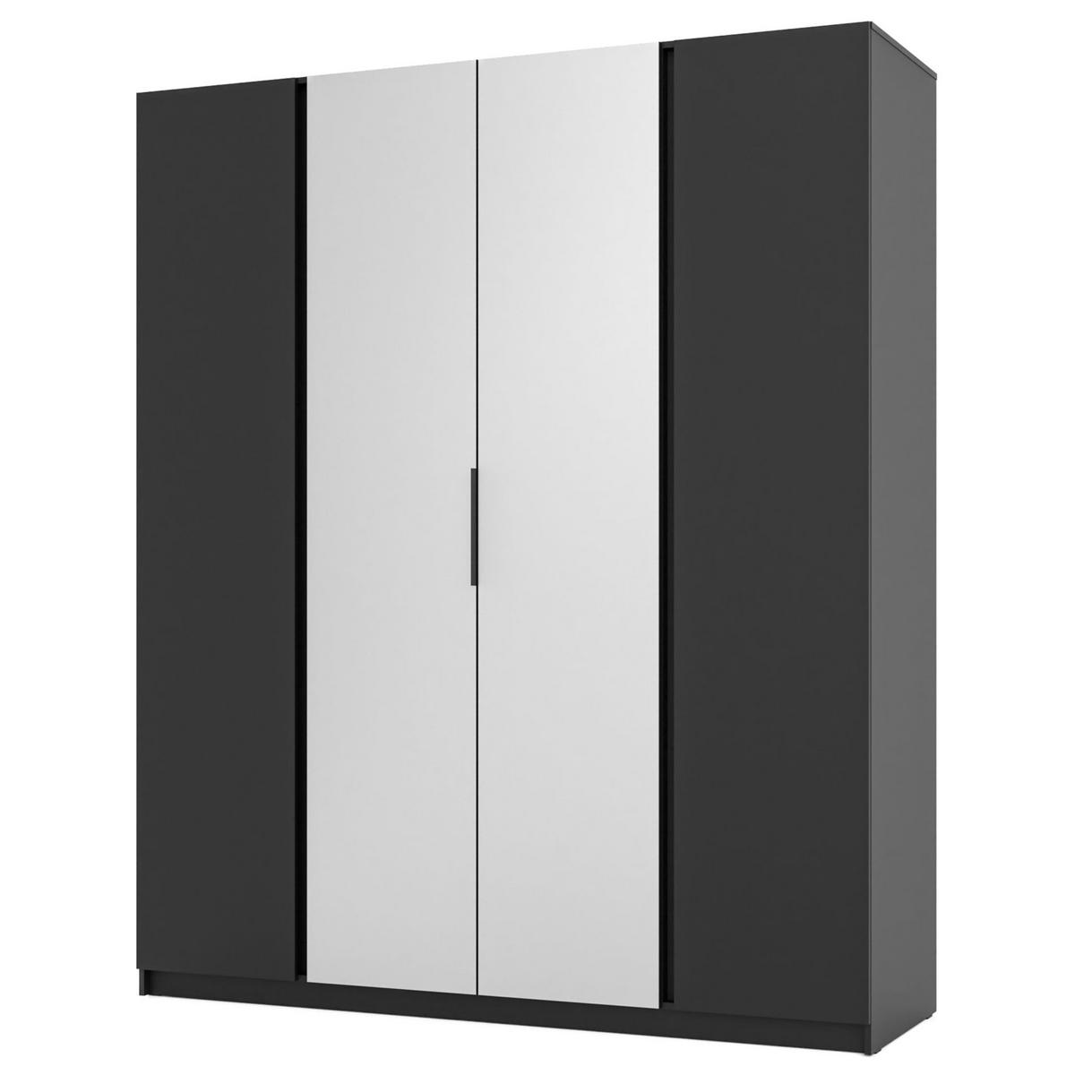 KLEIDERSCHRANK Kaja Schwarz 200 cm - Schwarz, Holzwerkstoff/Metall (200/239/61.9cm) - Selsey