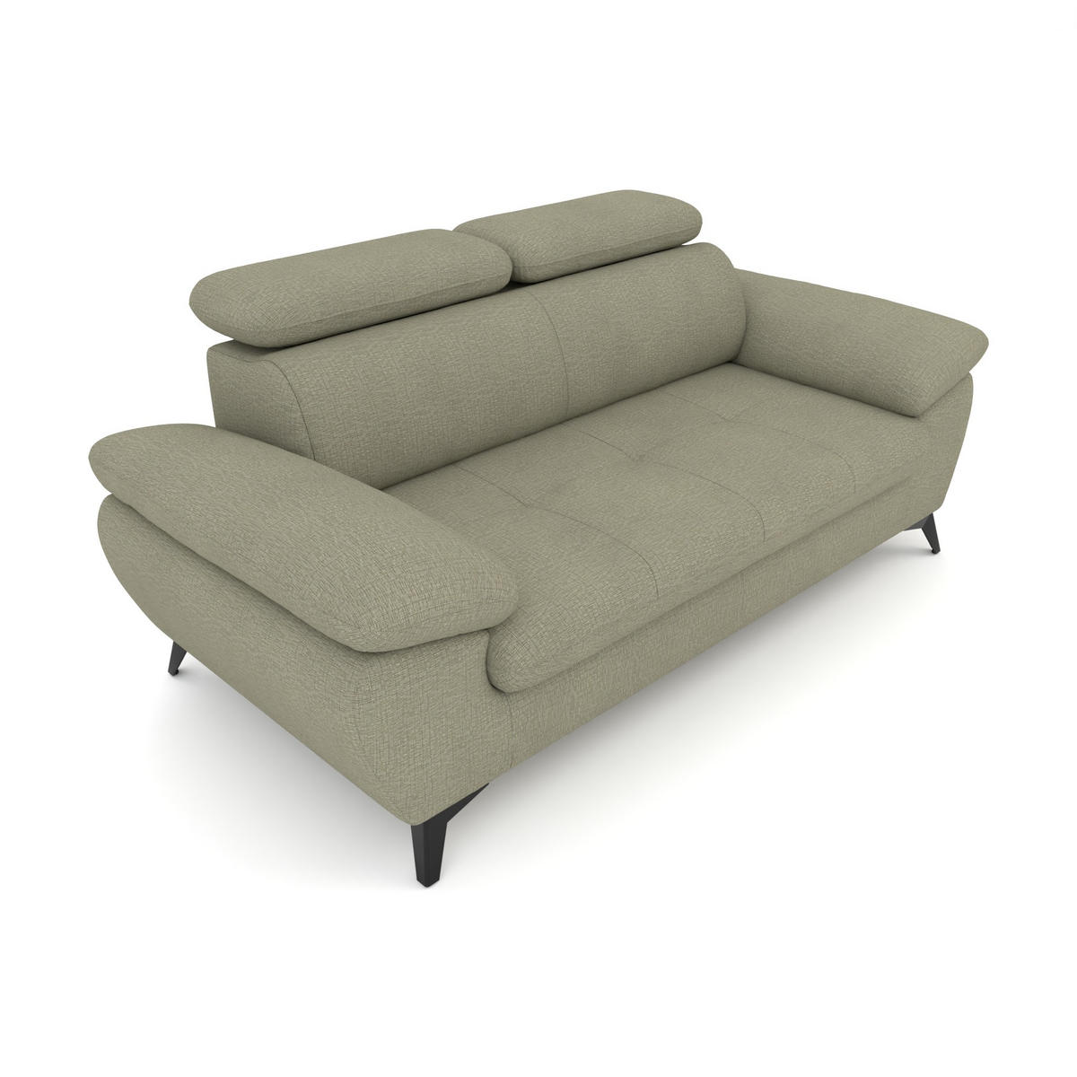 2,5-SITZER Karlstad Chenille Grün verstell. Kopfstützen B 194 cm - Jadegrün, Kunststoff/Textil (194/84/100cm) - foamnova