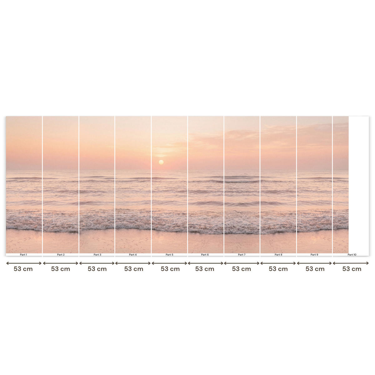 TAPETE - Sonne - Strand - Rosa - 500x200 cm - Hellrosa, Papier (500/200cm) - OnlyWow