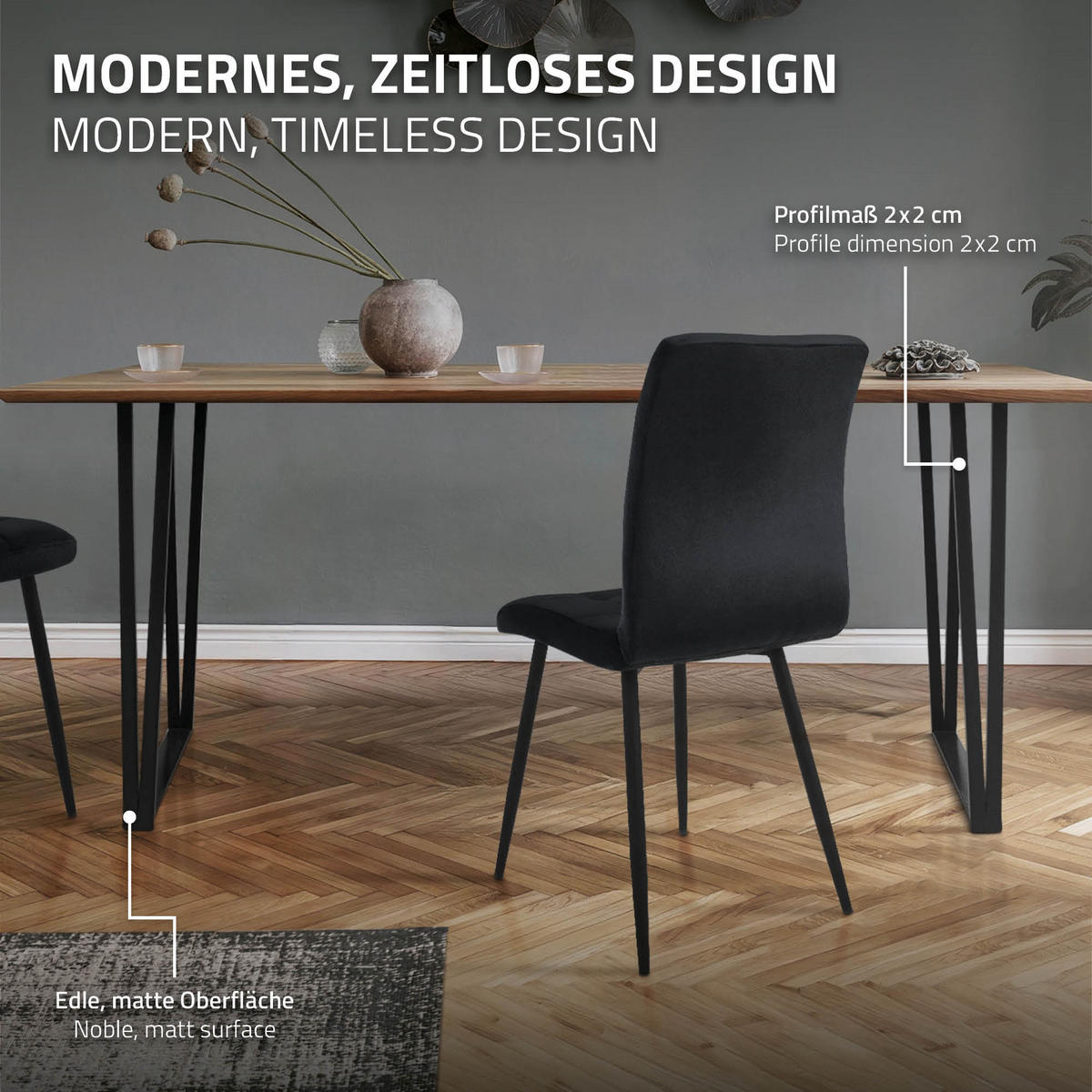 TISCHBEINE 2er Set 50xH71,5 cm Schwarz - Schwarz, Metall (50/71.5/8cm) - ML-DESIGN