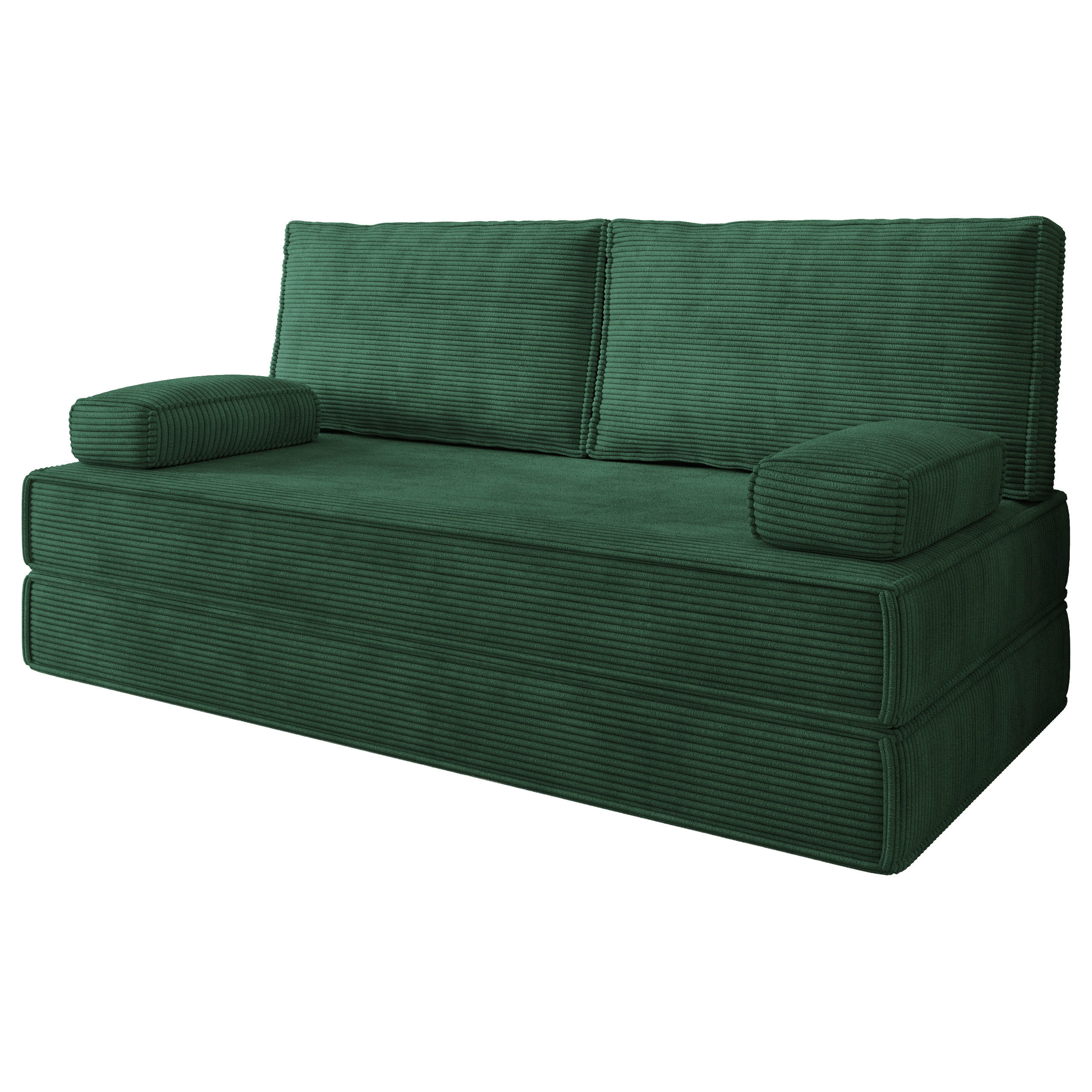 BETTSOFA SILAR aus Schaumstoff Cordstoff Grün Schlaffunktion - Grün, Textil (170/86/80cm) - MASSENO