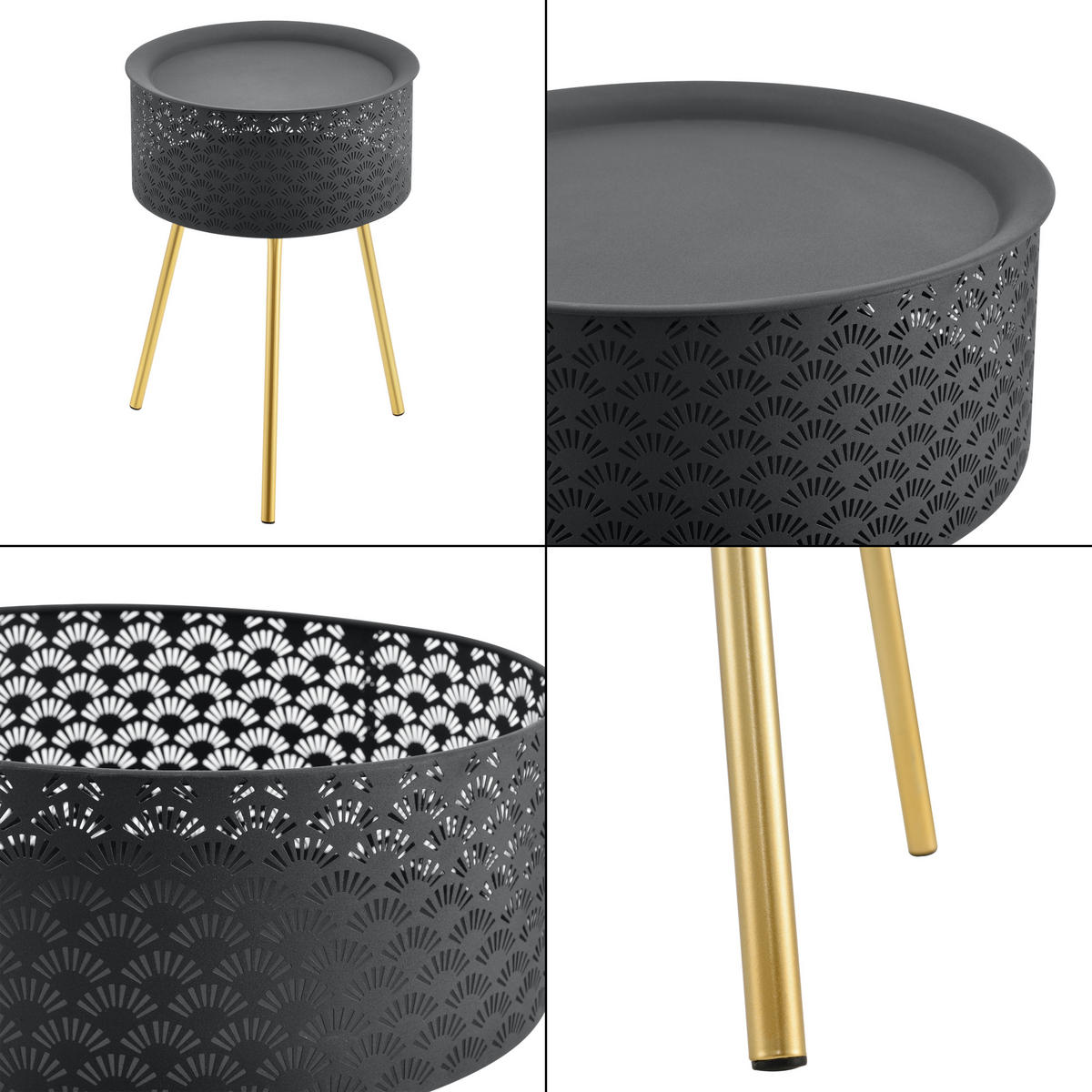 BEISTELLTISCH Forshaga - Goldfarben, Holzwerkstoff (35/35/50cm) - [en.casa]