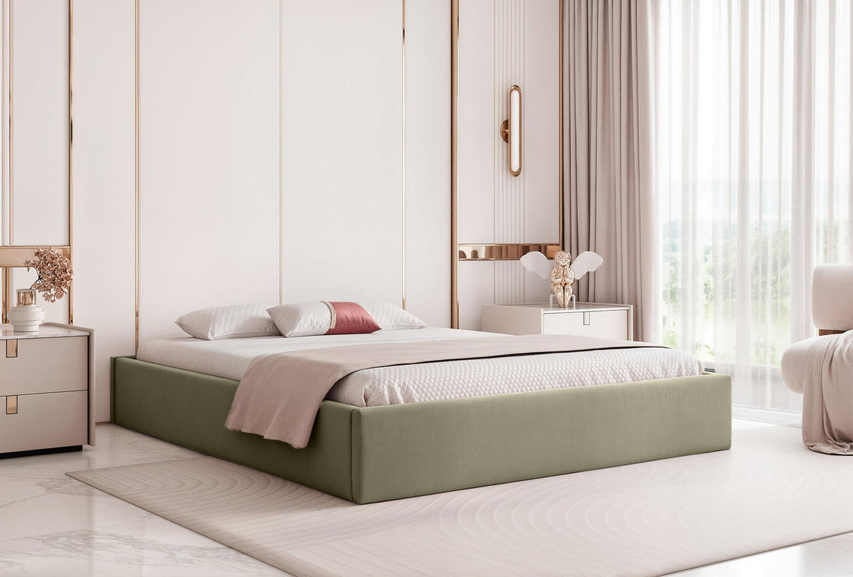 POLSTERBETT Casentico 160x200 cm, Altrosa - Olivgrün, Textil (160/200cm) - Fedve