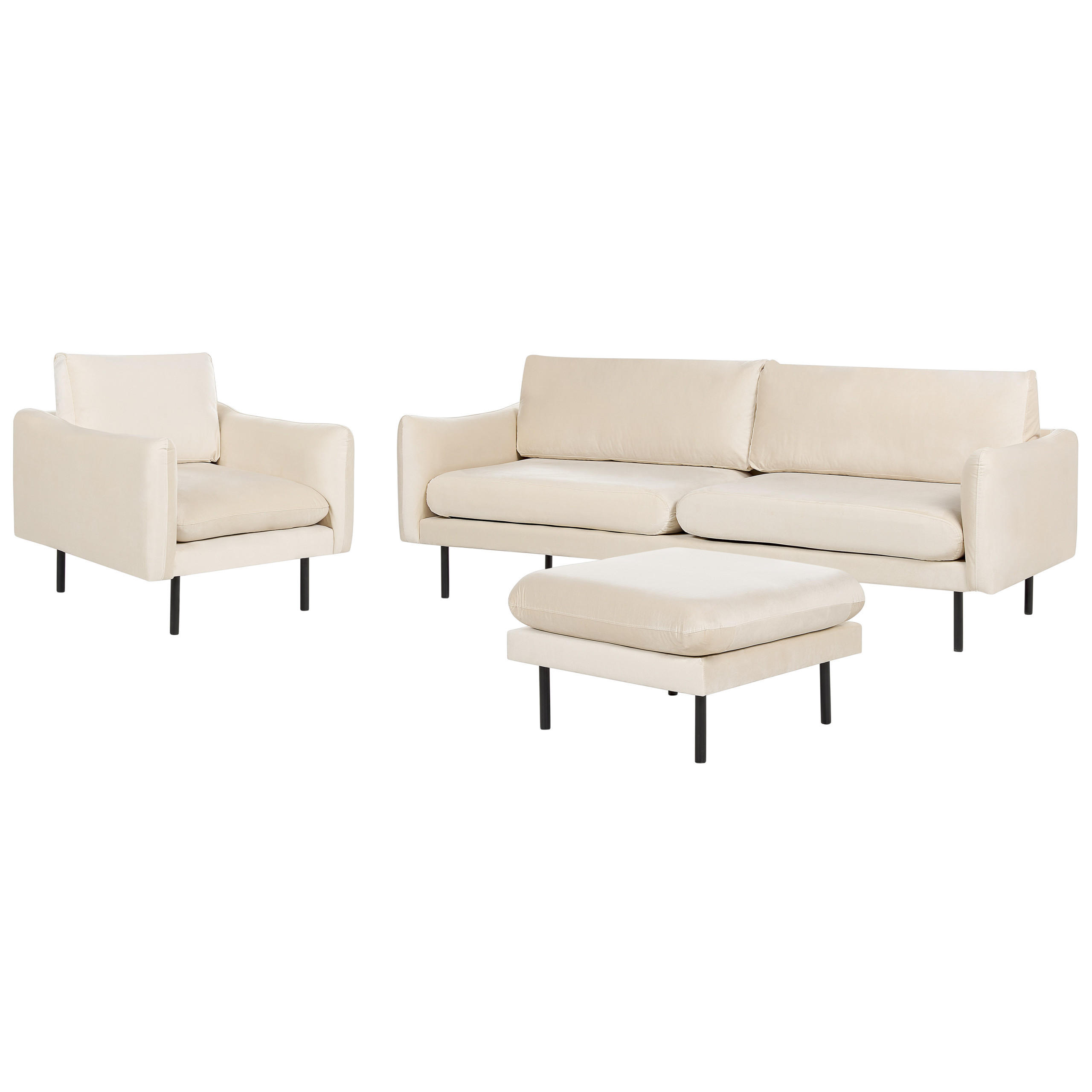 SET CANAPELE cu 5 locuri catifea bej deschis cu otomana Vinterbro