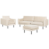 SOFA-SET 5-Sitzer Samtstoff Hellbeige mit Ottomane Vinterbro - Beige/Schwarz, Textil (220/85/85cm) - Beliani