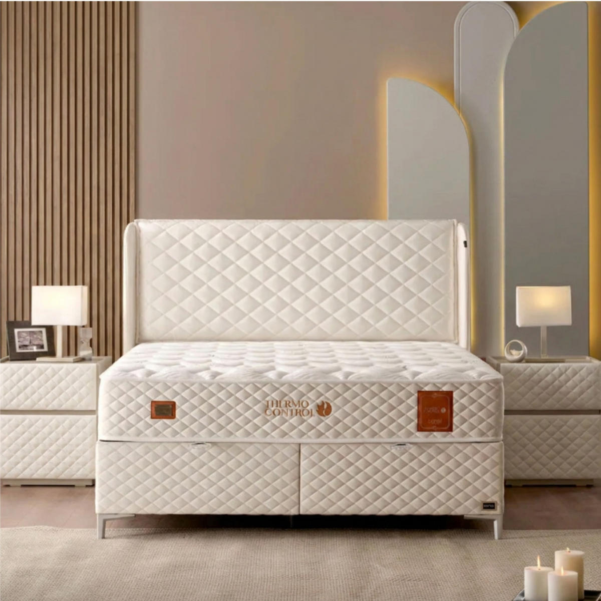 BOXSPRINGBETT Bambi Bett mit Matratze Thermo Control Weiß 180x200 - Weiß, Holz/Metall (180/200cm) - Bambi