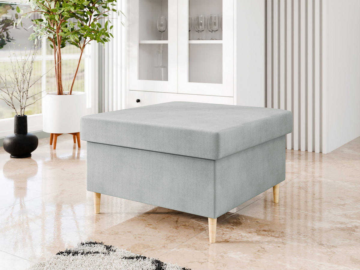 POLSTERHOCEKR Zako P - Hellgrau/Naturfarben, Holz/Textil (70/43/70cm) - MIRJAN24