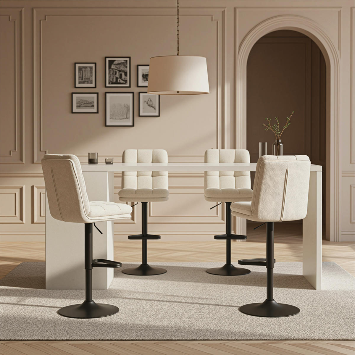 BARHOCKER Enno 2er-Set - Creme/Schwarz, Textil/Metall (45/103/57cm) - DUBI Möbel