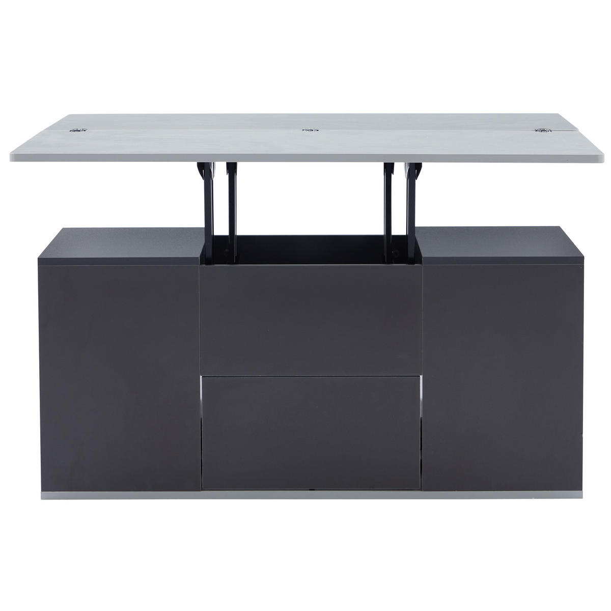 COUCHTISCH, höhenverstellbar, 2‑in‑1 Klapptisch mit Stauraum, 2 Schubladen, 100/51/47 cm, Grau - Grau, Holzwerkstoff (100/51/47cm) - Redom