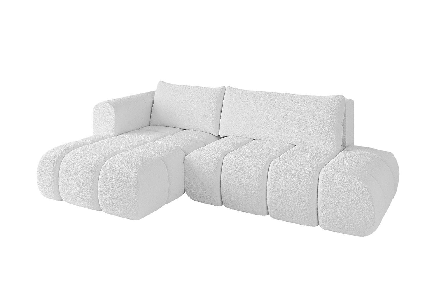 ECKSOFA Ottomane Links CLOUD-L 289x180x40 Weiß Bouclé - Weiß, Holzwerkstoff/Kunststoff (180/289cm) - ALTDECOR