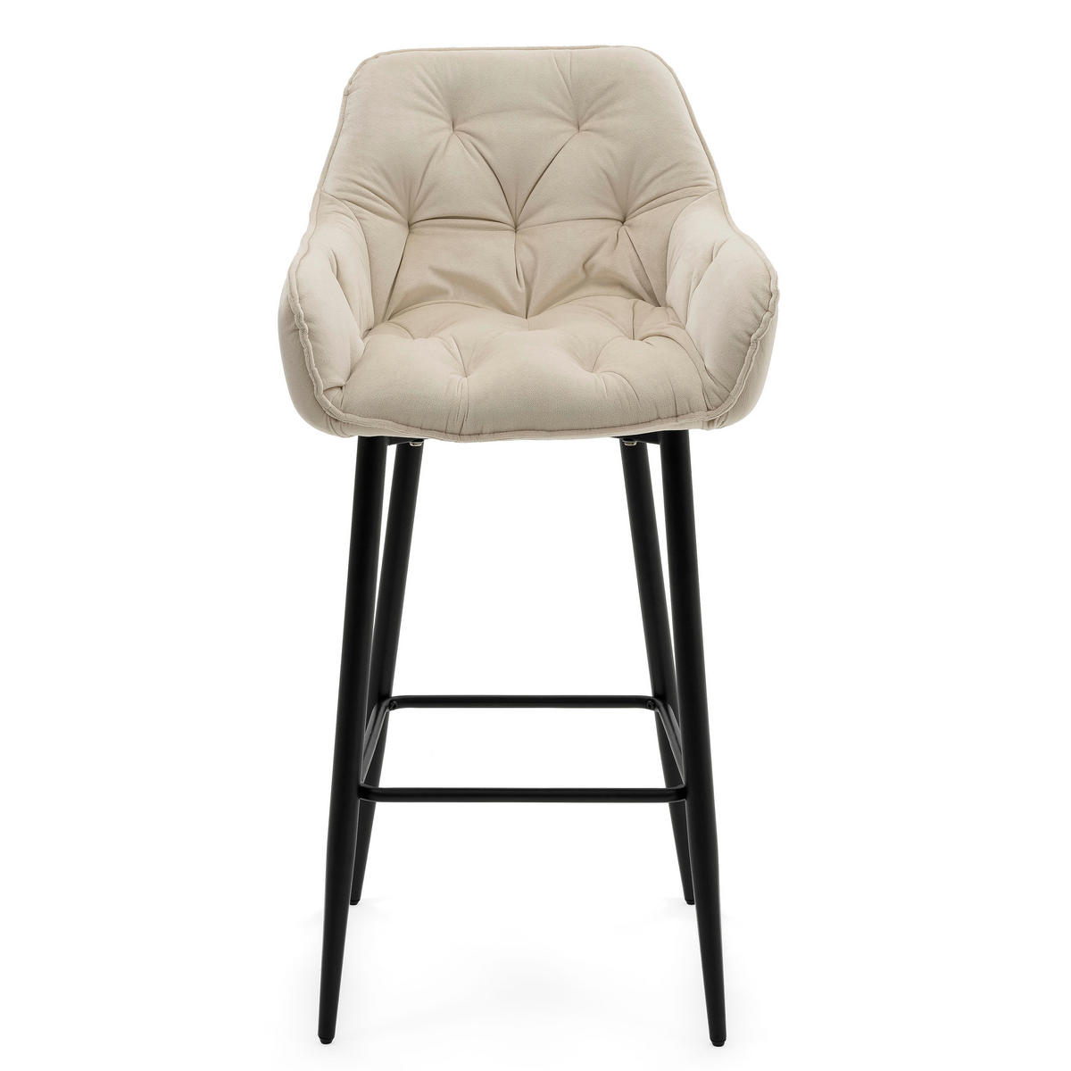 BARHOCKER SIENA gepolstert mit Steppung - beige - Samt Velours - Beige/Schwarz, Metall (53/107/52cm) - NEW HOME