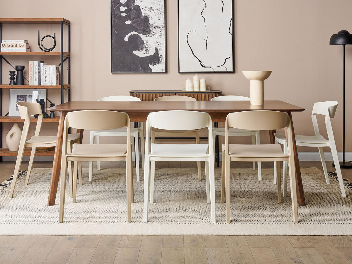 ESSZIMMERSTUHL 2er-Set Kunststoff Beige Somers - Beige, Kunststoff (48/77/51cm) - Beliani