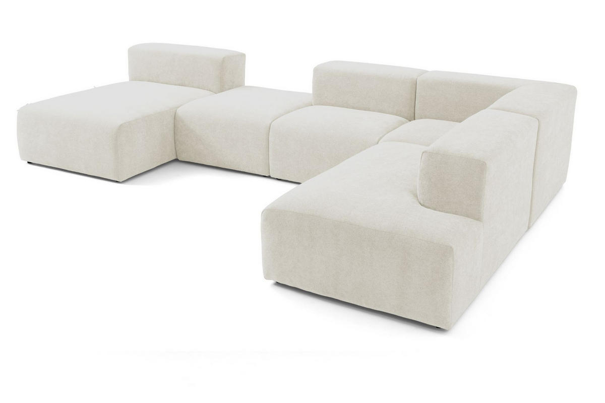 5-SITZER modulares Wohnlandschaft U XXL HEAVEN SET 6 Rechts, Breite 375 cm Webstoff Weiß - Schwarz/Weiß, Holz/Kunststoff (245/73/375cm) - Muffo