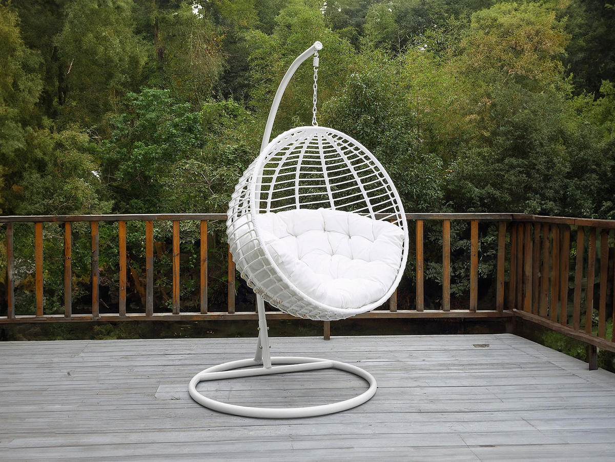 HÄNGESESSEL - 1 Person - Harz - Weiß - - Weiß, Kunststoff (112/197/105cm) - Vente-Unique