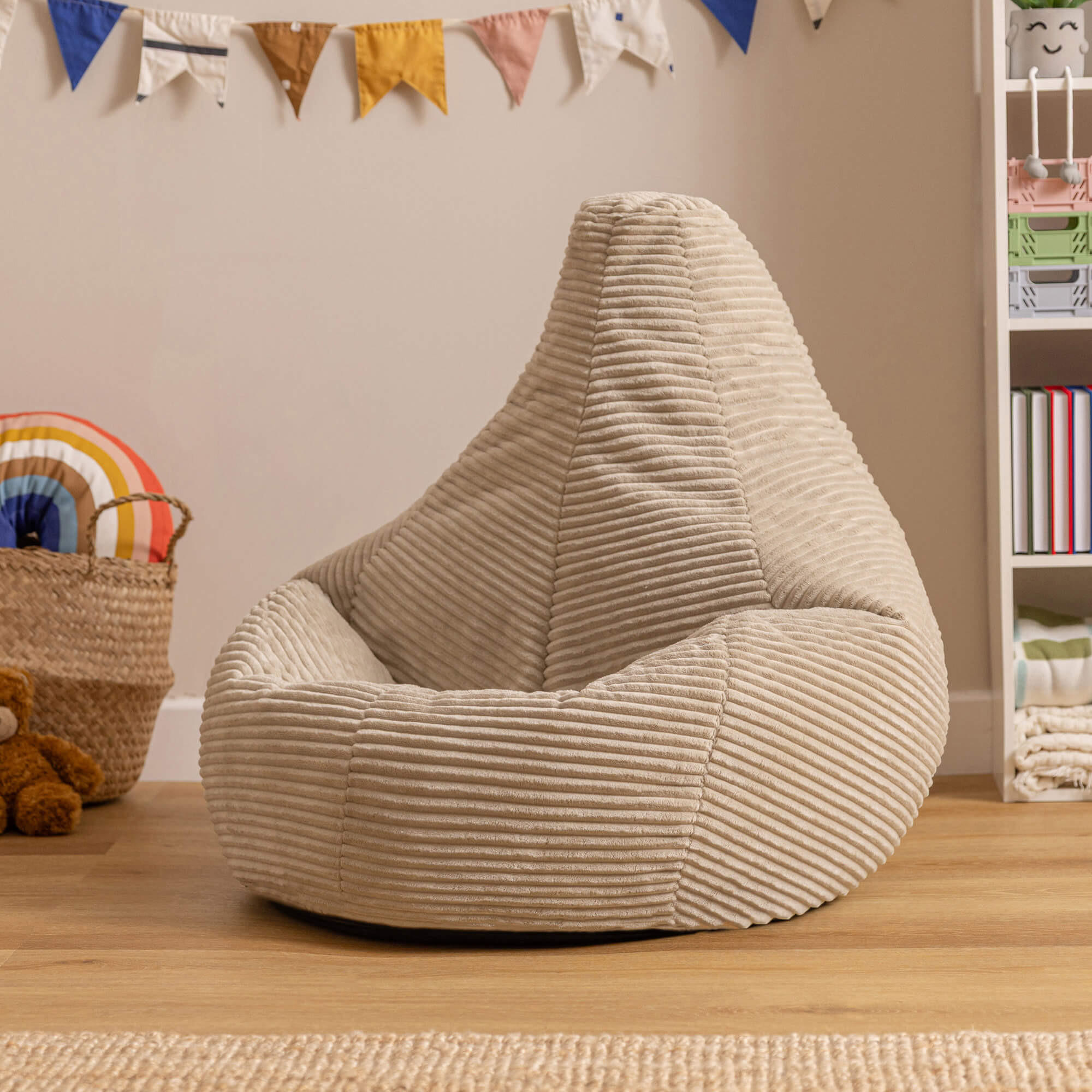 SITZSACK für Kinder Sessel aus Cord 2-tlg. - Beige, Textil (69/59/65cm) - icon