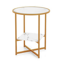 BEISTELLTISCH 60cm Gold - Goldfarben, Glas (50/50/60cm) - COSTWAY