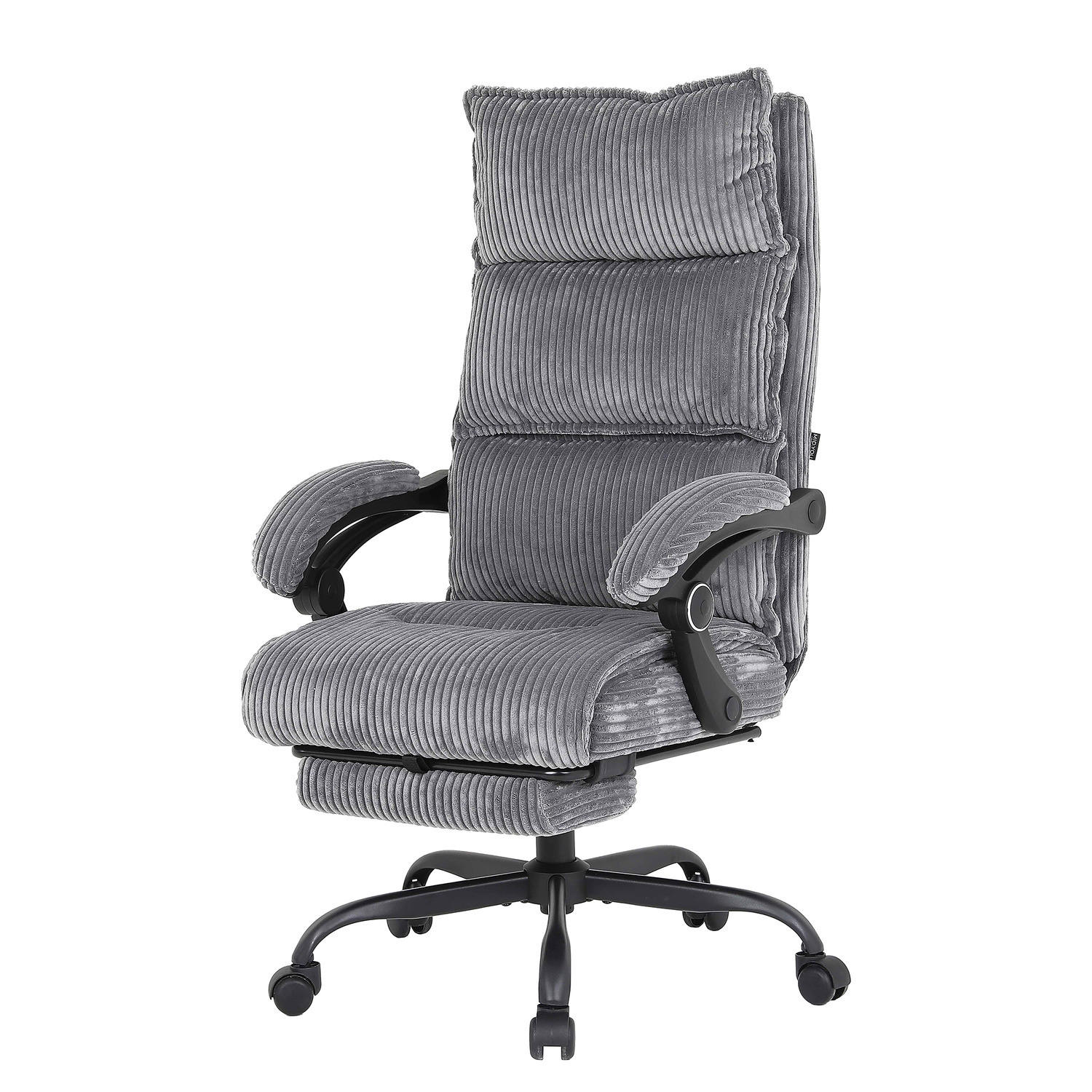 BÜRODREHSTUHL mit Fußablage - Schwarz/Grau, Textil/Metall (71/116/71cm) - home24
