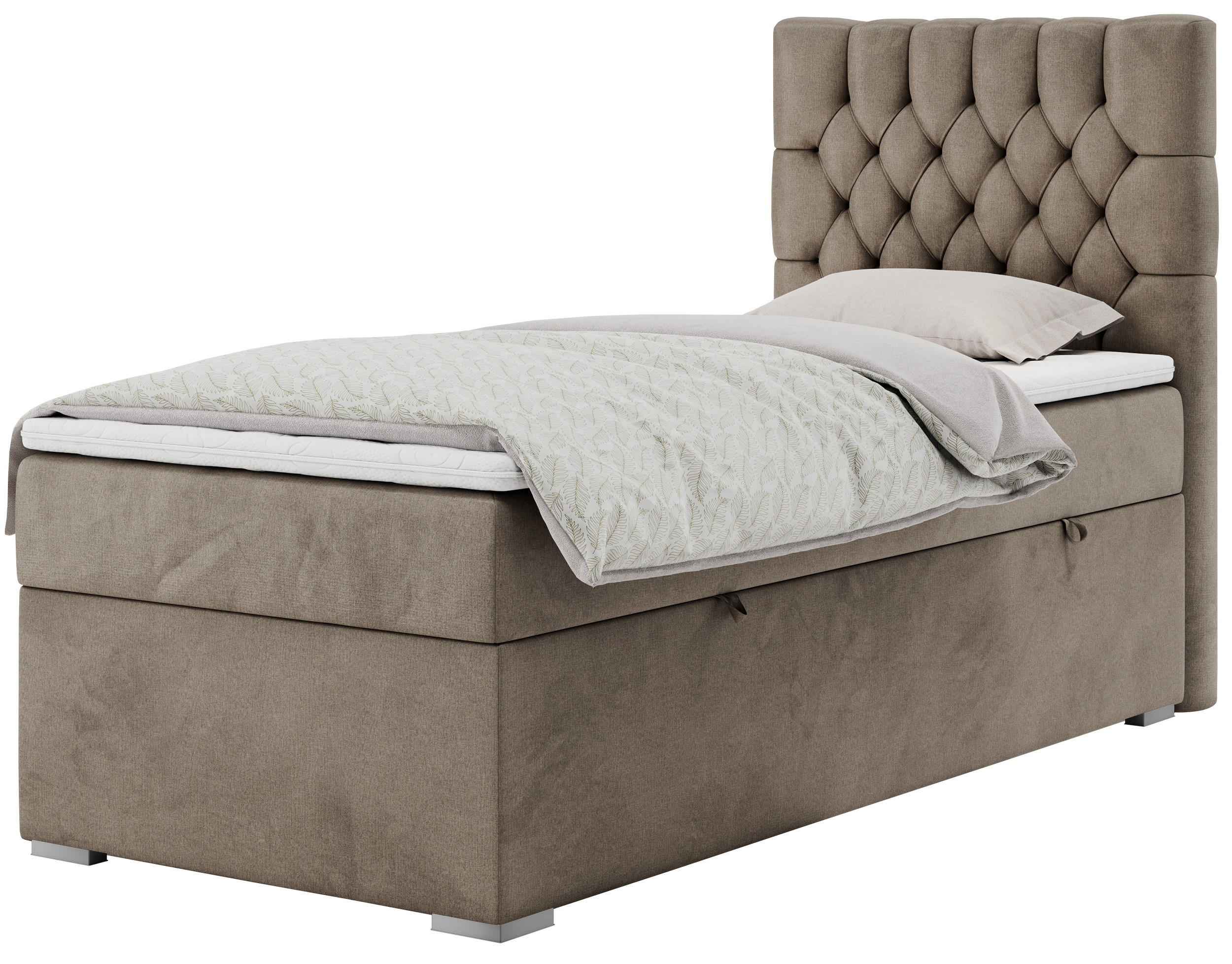 BOXBETT PERA 90/200 Braun Velvet - H4 - Rechts Seite - Braun, Holz/Textil (90/200cm) - MKS