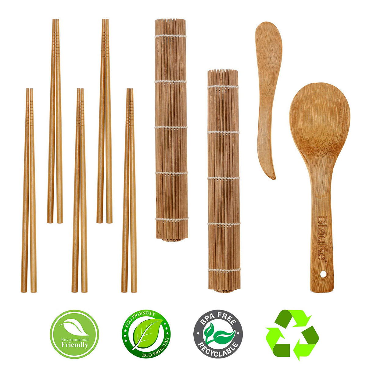 SUSHI Set Zum Selber Machen – Sushi Maker Set aus Bambus - Beige, Holz (25/2/25cm) - BlauKe