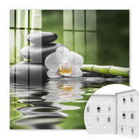 SCHLÜSSELBOX Weiß 30x30 cm – Türöffnung nach rechts - Zen-Orchidee - Grün, Metall (30/30/5cm) - TULUP