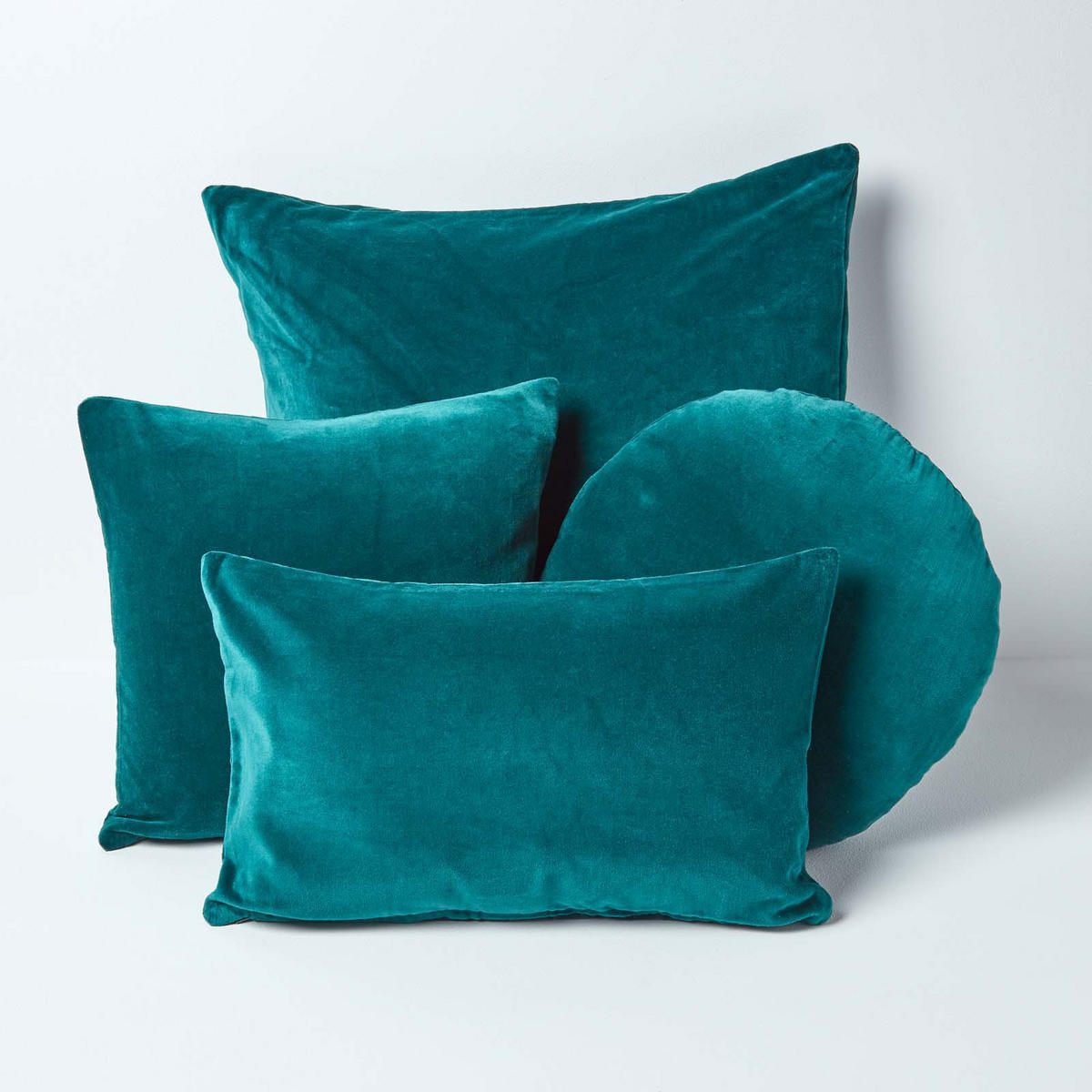 KISSENHÜLLEN 2er-Set Baumwollsamt petrol 40/40 cm - Petrol, Textil (40/40cm) - Homescapes