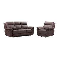 SOFAGARNITUR mit Relaxfunktion - -Sitzer - Leder - Schokoladenbraun - - Braun, Leder (208/102/92cm) - Vente-Unique