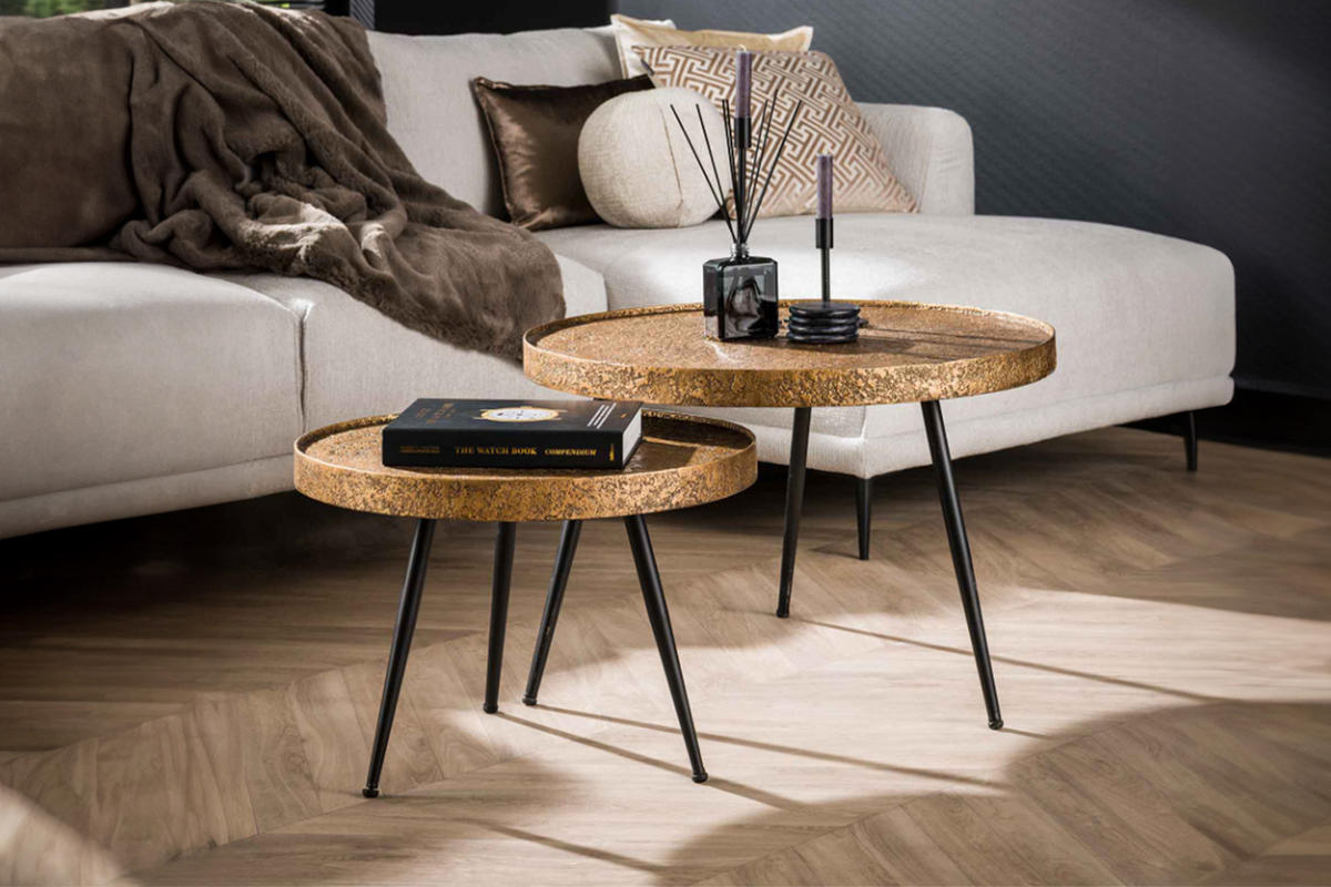 COUCHTISCH-SET ARINOS Bronze Metall - Schwarz/Bronzefarben, Metall (74/74/50cm) - KAWOLA
