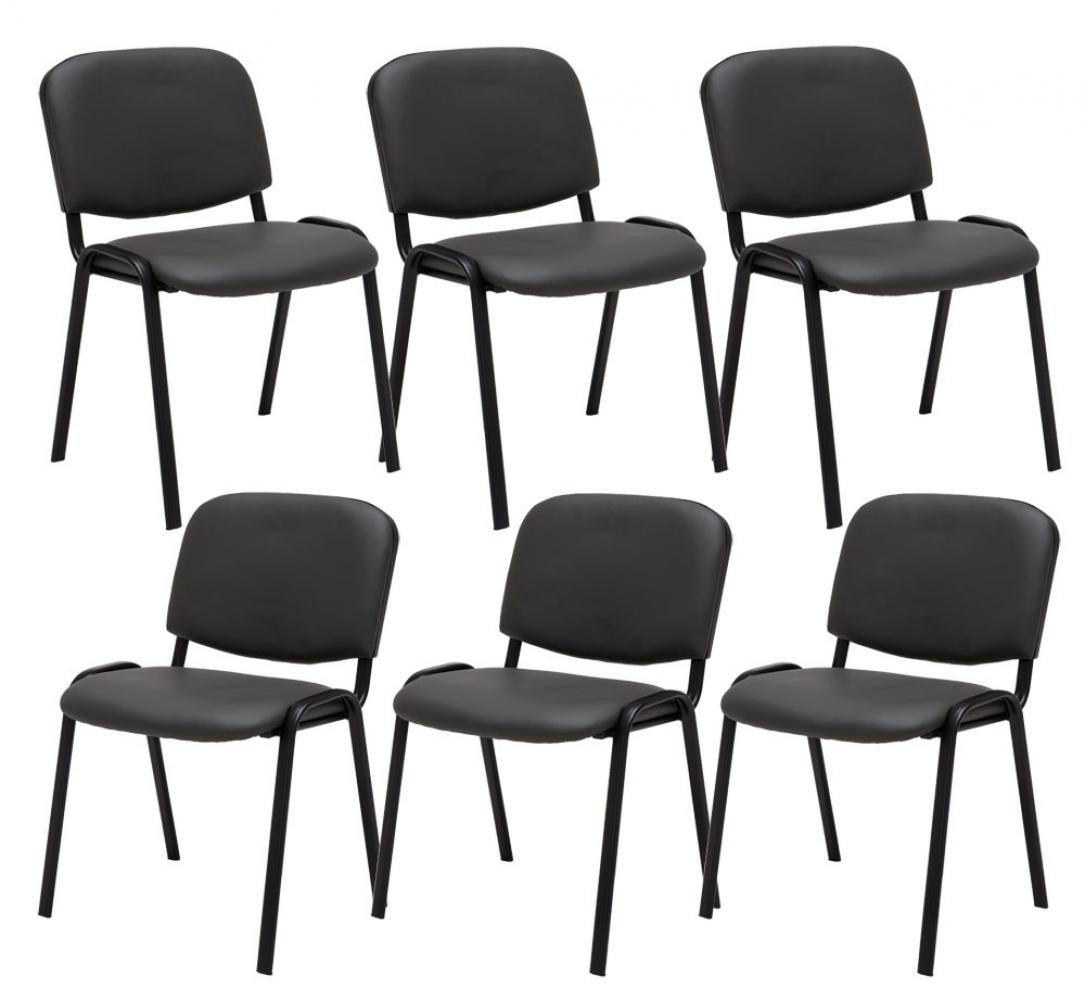 BESUCHERSTUHL 6er Set Lederlook grau - Schwarz/Grau, Textil/Metall (53/83/53cm) - CLP