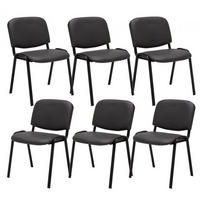 BESUCHERSTUHL 6er Set Lederlook grau - Schwarz/Grau, Textil/Metall (53/83/53cm) - CLP