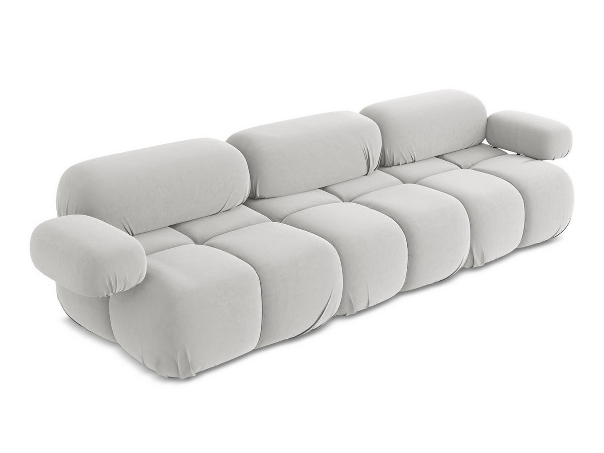 3-SITZER SOFA Samt Stoff Grau - Silberfarben/Schwarz, Kunststoff/Textil (285/70/96cm) - Makamii