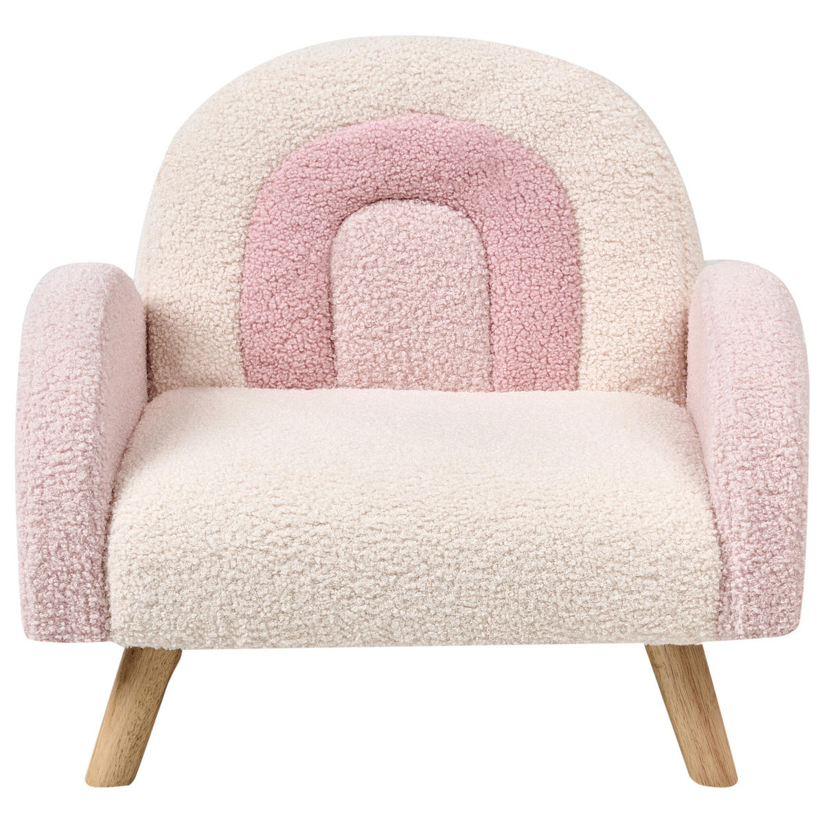 KINDERSESSEL Regenbogen Bouclé Pastellrosa Ombo - Pink, Textil (52/46/46cm) - Beliani