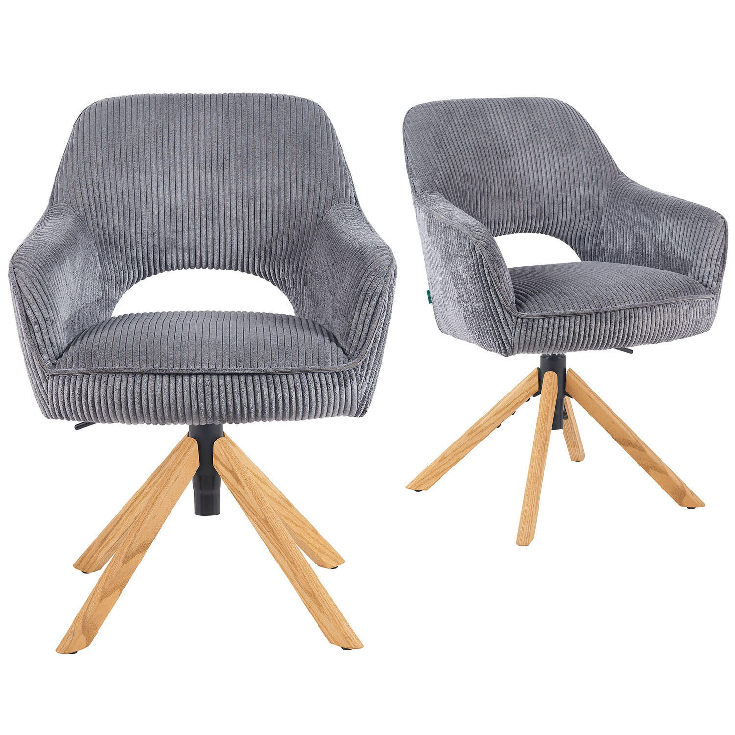 BÜROSTUHL Mika-Amia - Honigeiche/Grau, Eichenholz/Holz (60/88/65cm) - DUBI Möbel