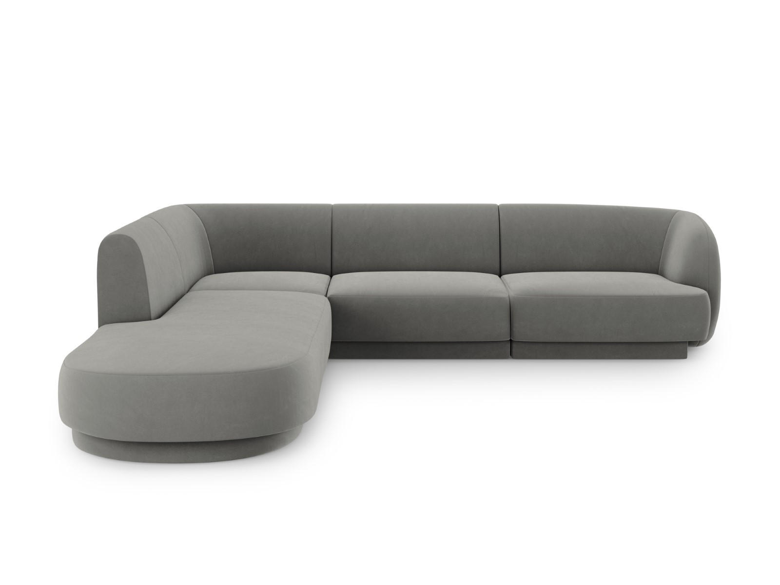 ECKSOFA links Miley aus Samt hellgrau 6 Sitzplätze - Hellgrau, Textil (248/255cm) - Micadoni