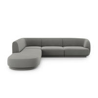 ECKSOFA links Miley aus Samt hellgrau 6 Sitzplätze - Hellgrau, Textil (248/255cm) - Micadoni