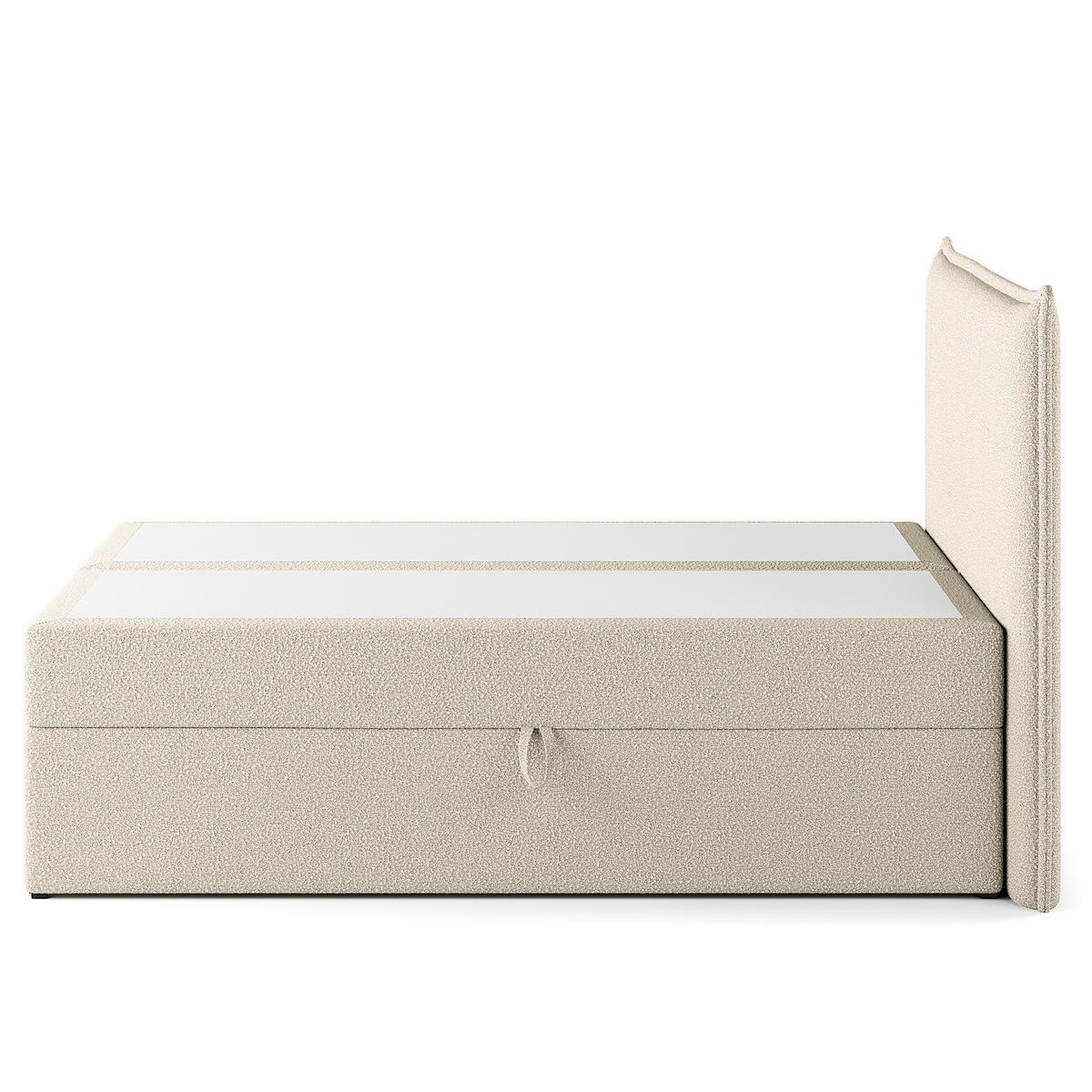 BOXBETT mit Stauraum - Bouclé - Creme, Holzwerkstoff/Textil (140/200cm) - home24