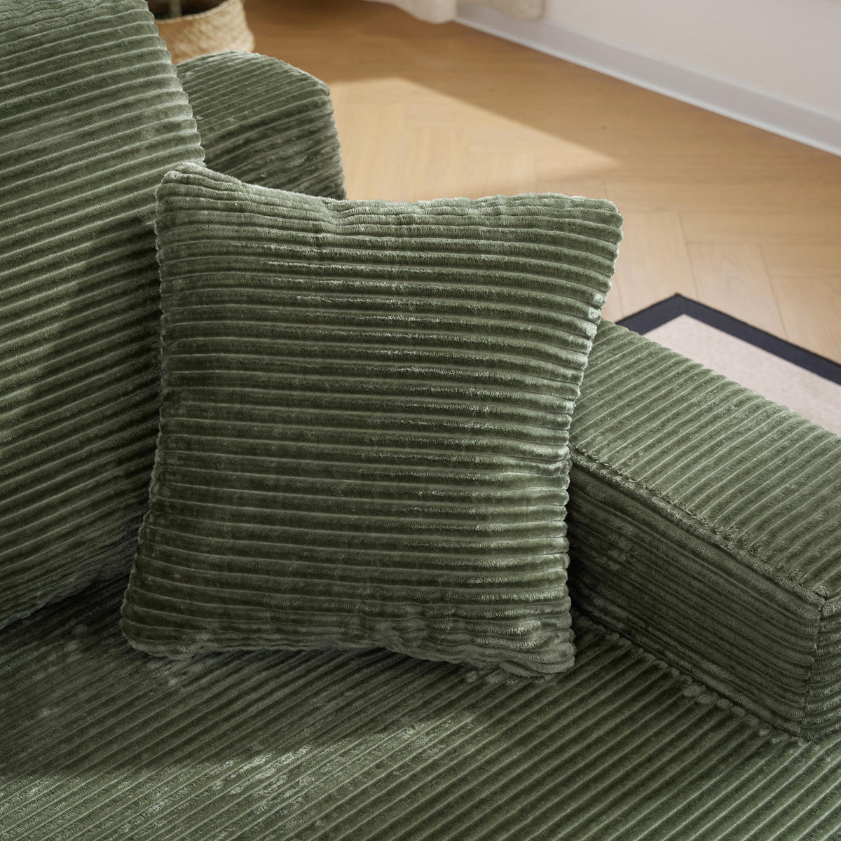 SOFAELEMENT 150/110/70 cm Grün Cord mit 2 Staufächer - Grün, Textil (70/150/110cm) - Oxeza