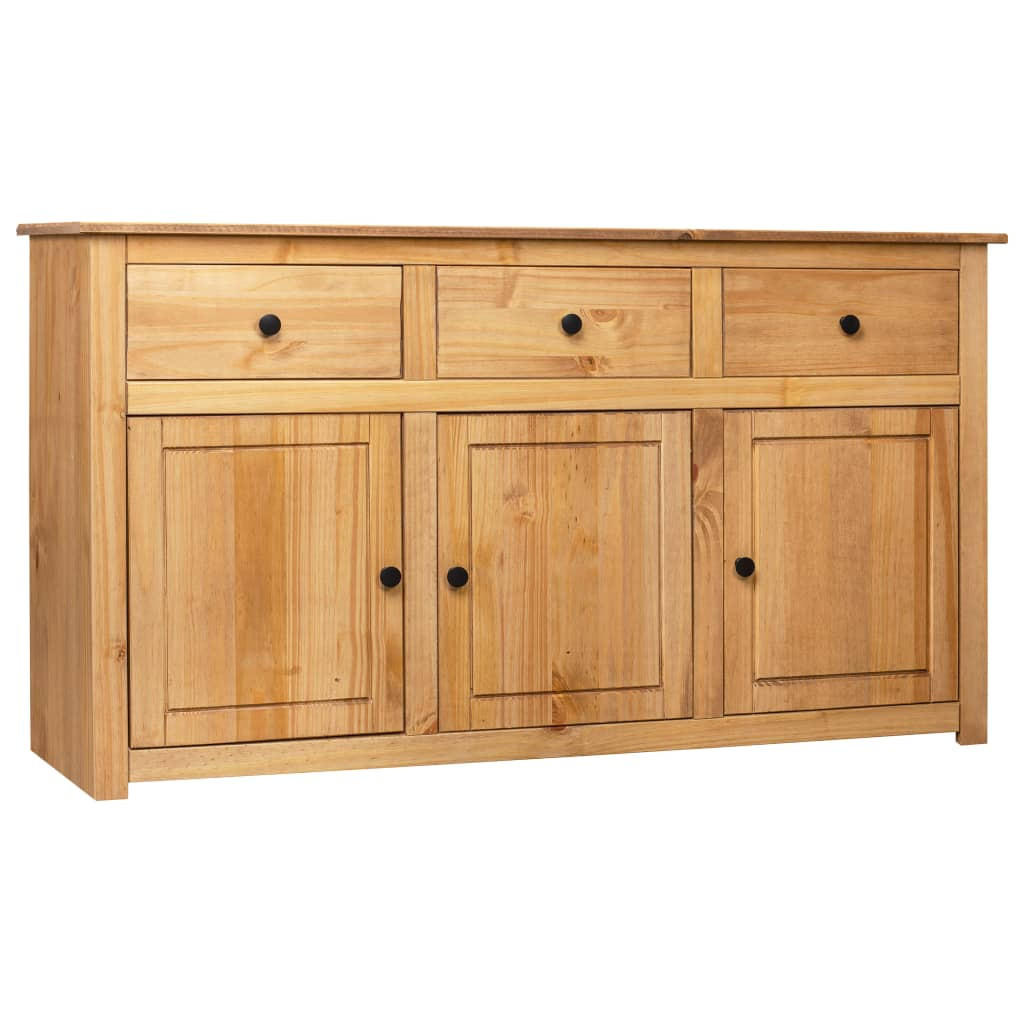 SIDEBOARD mit 3 Schubladen, 3 Türen 135/40/80 cm aus Massivholz Panama-Kiefer - Schwarz/Naturfarben, Holz (135/80/40cm) - vidaXL