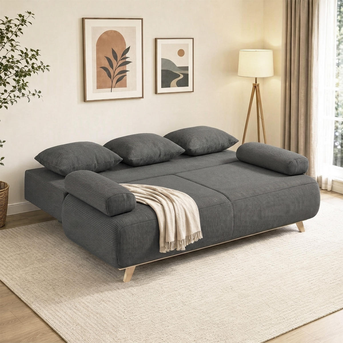 SCHLAFSOFA Grau 188.0/100.0/84.0cm - Grau, Textil (100/84/188cm)