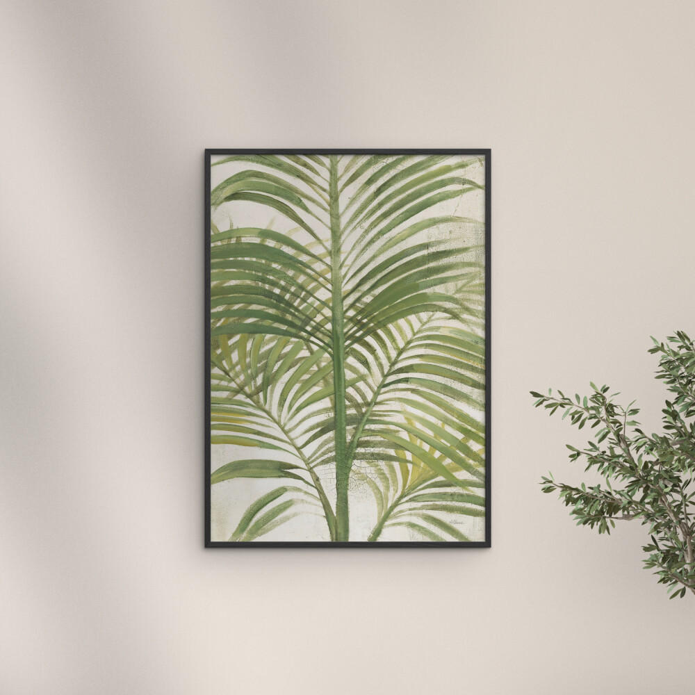 POSTER mit Rahmen Wild Apple - Palms II Bright - Schwarz/Grün, Holz/Papier (70/100cm) - Poster&Frame