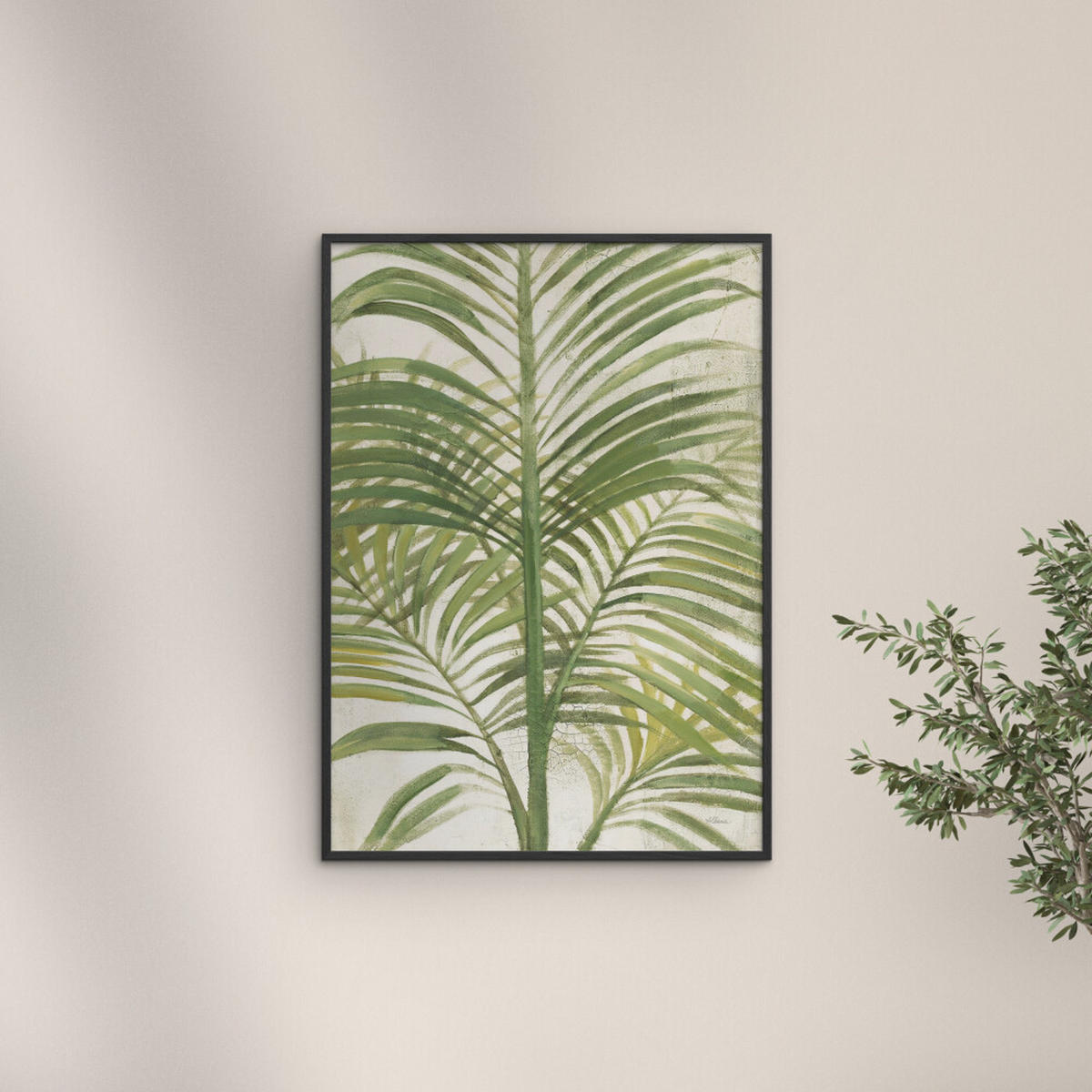 POSTER mit Rahmen Wild Apple - Palms II Bright - Schwarz/Grün, Holz/Papier (70/100cm) - Poster&Frame