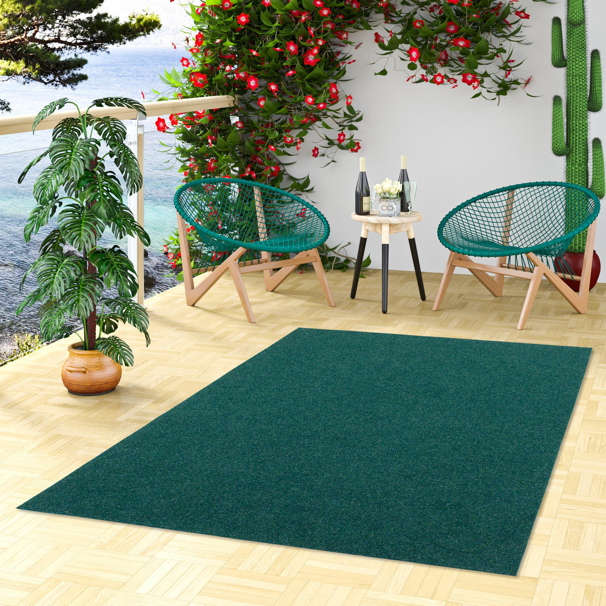 KUNSTRASEN RASENTEPPICH MIT NOPPEN KINGSTON - Petrol, Textil (200/150cm) - Snapstyle