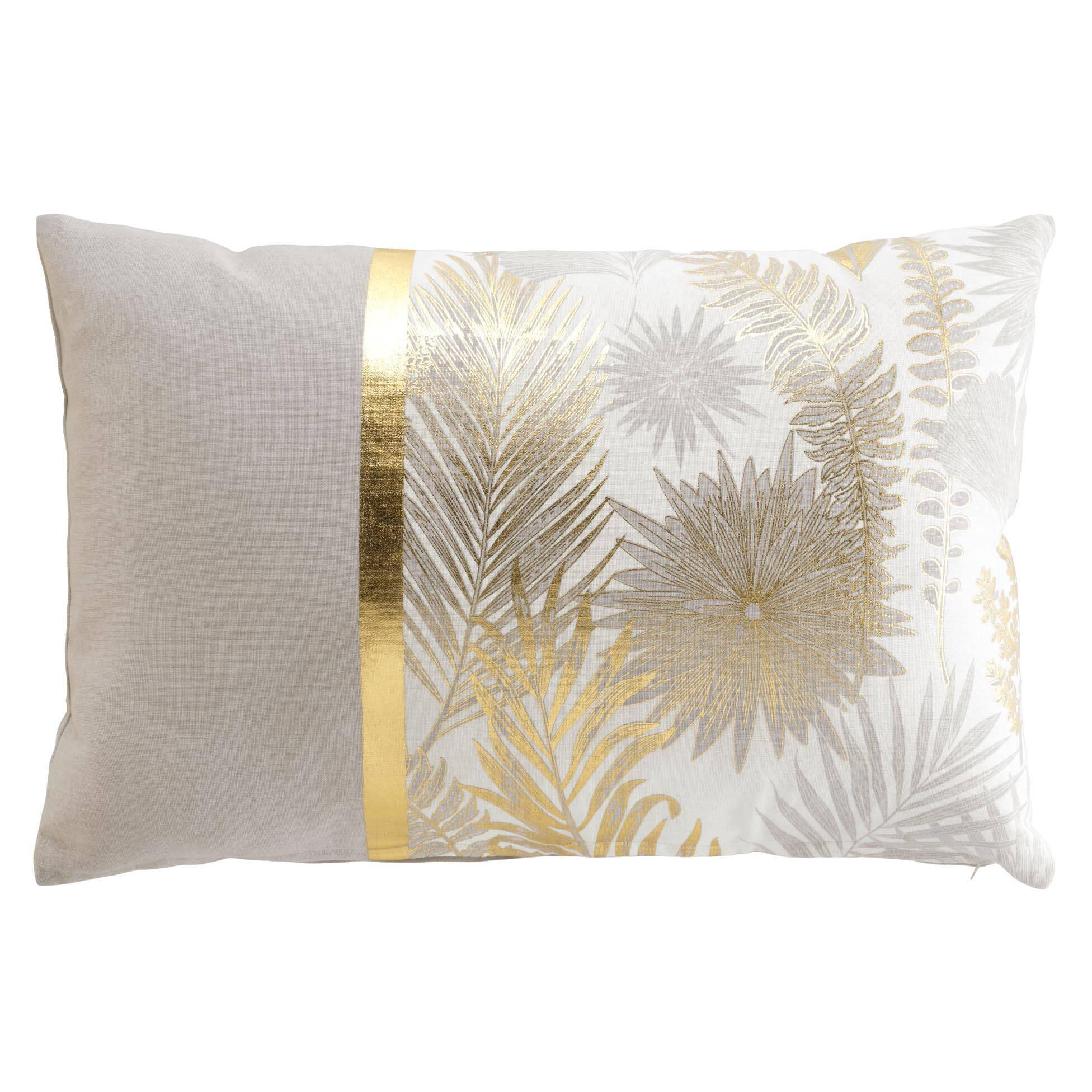 DEKORATIVES KISSEN Goldene Blätter 40/60 cm - Goldfarben, Naturmaterialien (40/60cm) - Douceur d´intérieur