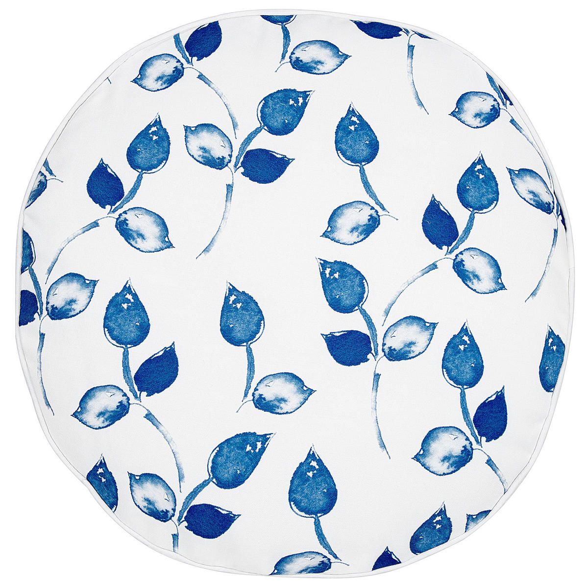 GARTENKISSEN 2er-Set Blattmotiv weiß/blau 40 cm Torbora - Weiß, Textil (40/40cm) - Beliani